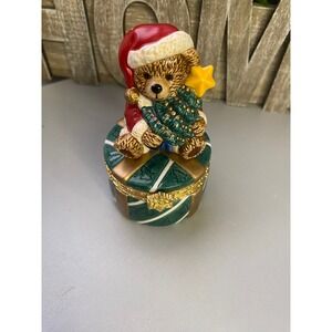 Christmas‎ Teddy Bear Trinket Box Musical Holder Figurine Gift